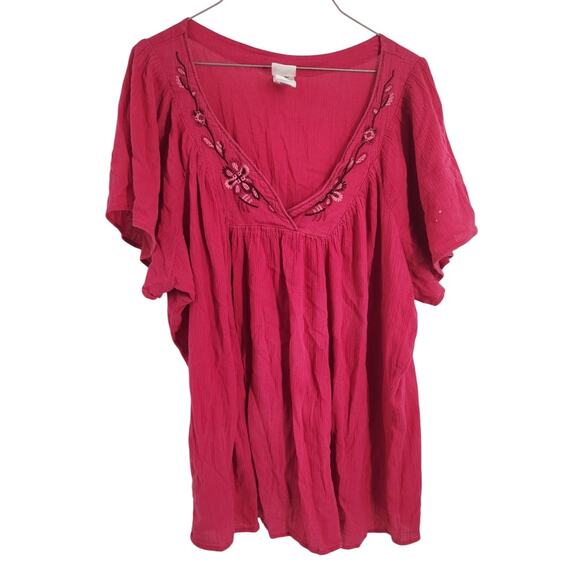 Just My Size Pink Short Sleeve Top Womens Plus Size 4X - Picture 1 of 4